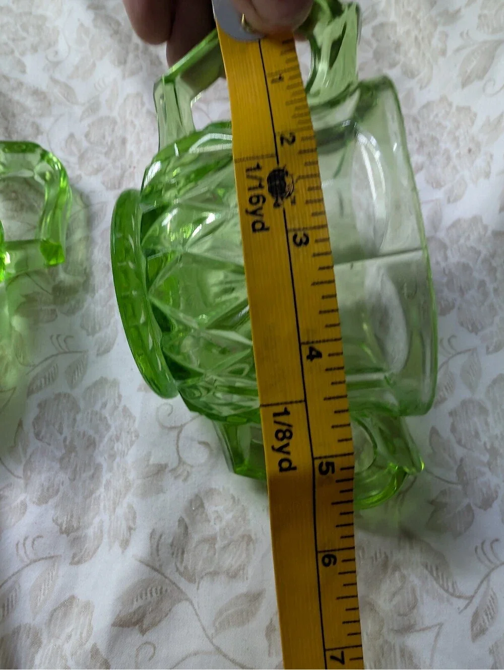 Vintage Green Depression Glass Creamer and Sugar Bowl Set